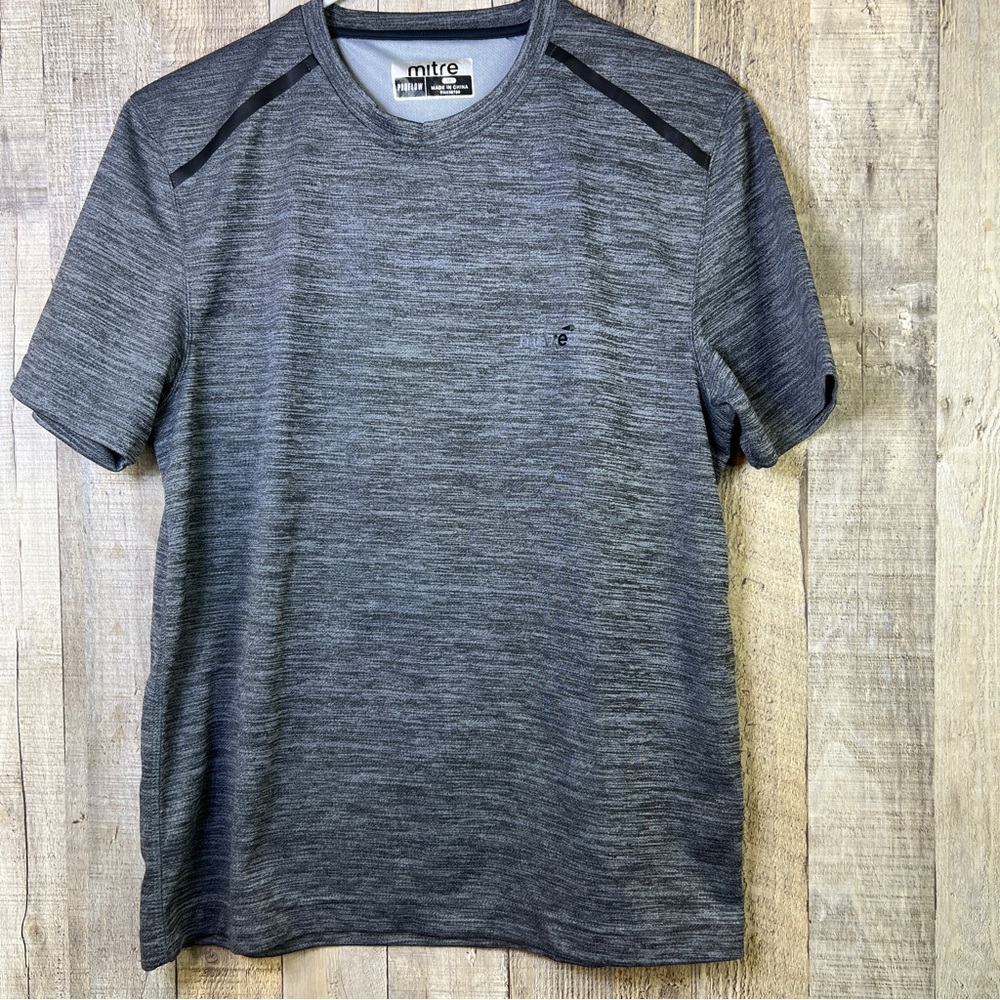 Mitre Size Medium Proflow Athletic Short Sleeve Gray Marled Crewneck Shi…